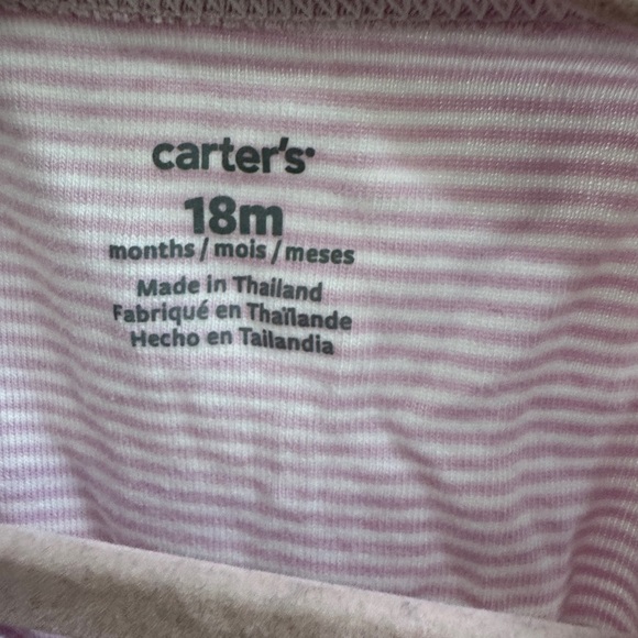Carter’s 18M Pink & White Striped Girls Ruffle Short Sleeve Onesie Bodysuit - Picture 3 of 4